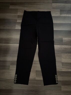 Counterparts Black Straight-Leg Pants with Gold Eyelet Detail